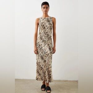 Rails Gabriella Neutral Ikat Slip Dress Size Medium Satin Slip Dress